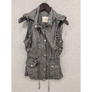 Snobbish‎ Collection Gray Utility Vest Womens M/M Hooded Drawstring Pockets
